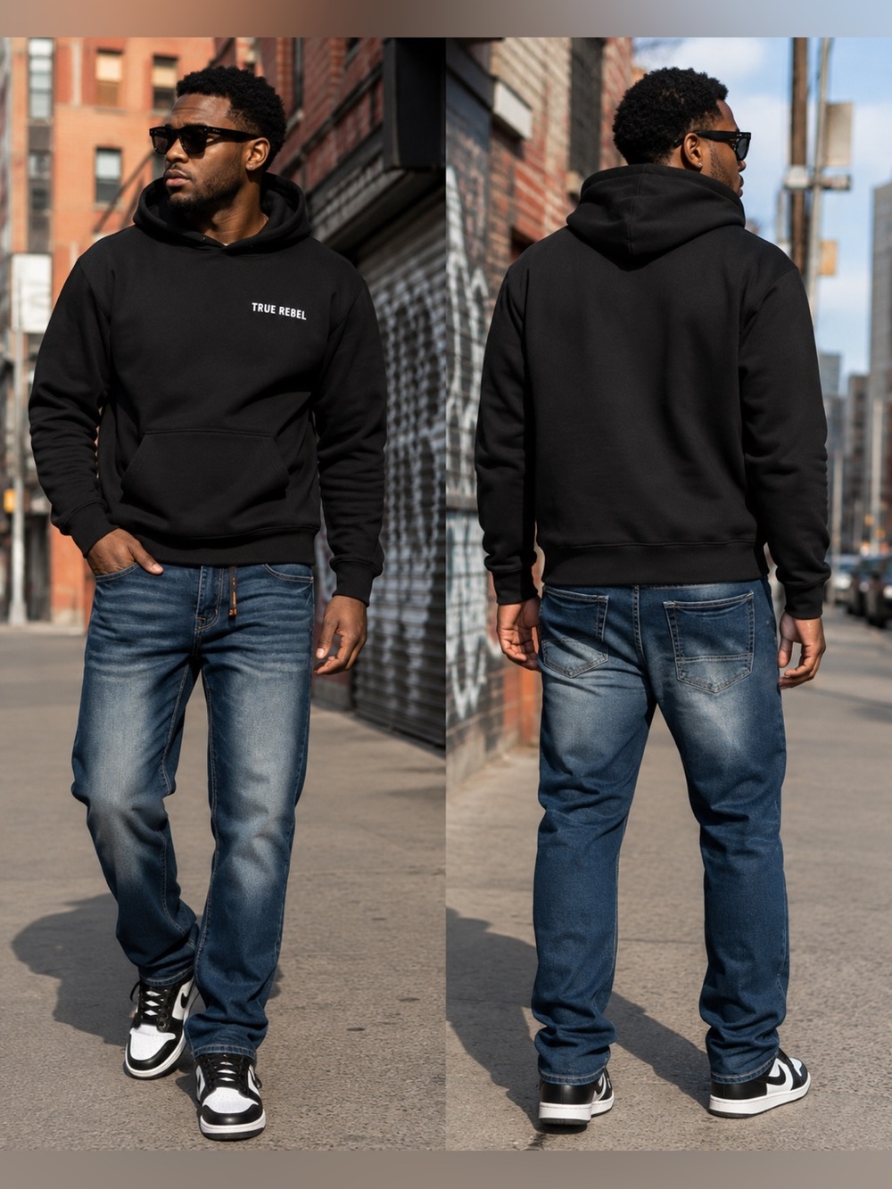 Slim Dark Blue Men's Jeans with Washed Finish